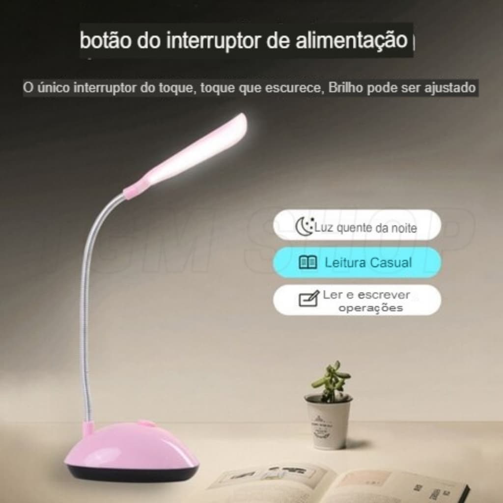 Mini Luminária De Mesa Escritório Flexível 15 Leds Sem Fio Led Leve Dobrável Recarregável Pronto Entrega