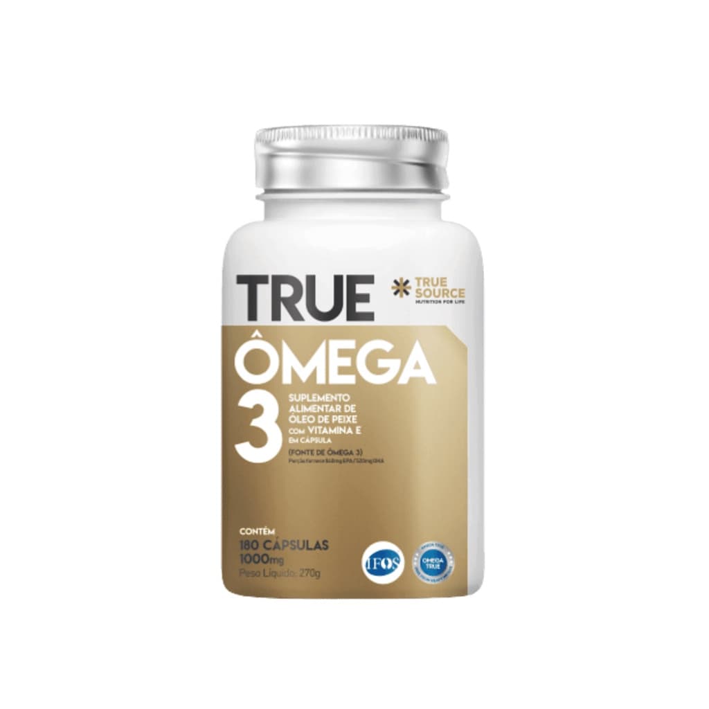 Ômega 3 True Source Vitamina E Certificado IFOS 180 cápsulas Alta Concentração EPA e DHA com Vitamina E potencializa a saúde óssea articulações e cerebral