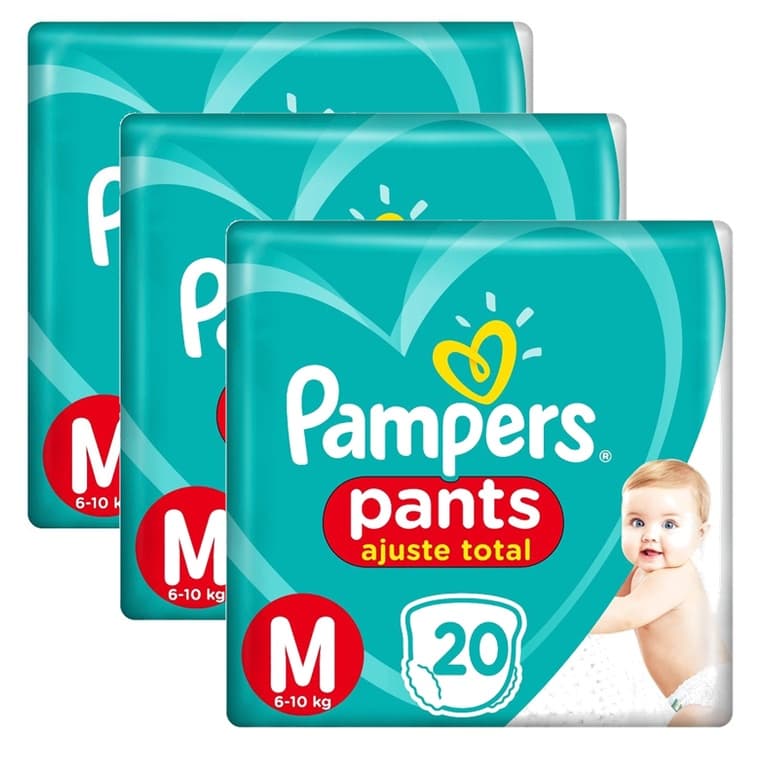 KIT 3 Pacotes Fraldas Pampers Pants M - 60 Fraldas