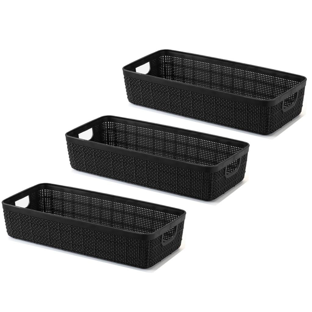 Kit 3 Cestos Decorativos Rattan Multiuso Organização Cozinha Banheiro 1,7L