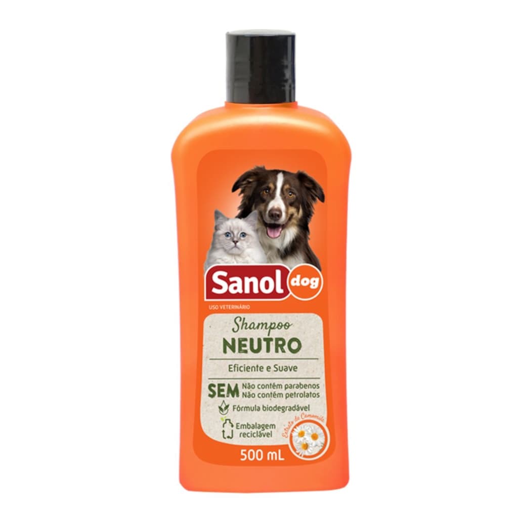 Shampoo De Pêlos Para Cães E Gatos Neutro 500ml - Sanol Dog
