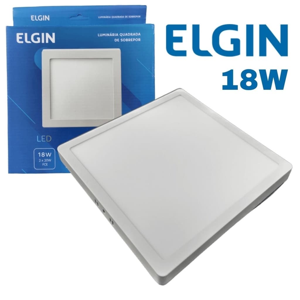 PAINEL PLAFON DE SOBREPOR 18W BRANCO FRIO QUADRADO BIVOLT 19X19cm - ELGIN