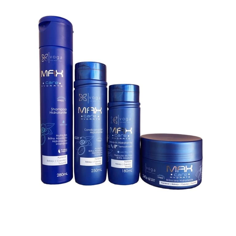 Kit Shampoo Condicinador Mascara Leave-in Hidratante Max Care Hydrate Voga