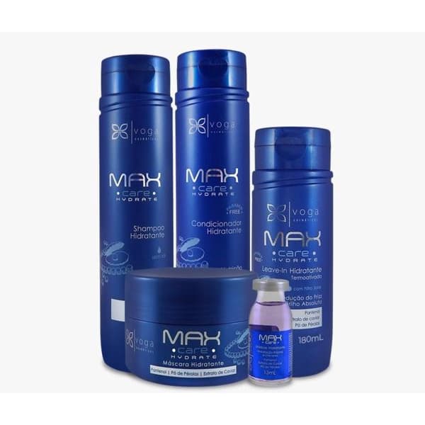 Kit Shampoo Cond. Mascara Leave-in Ampola Hidratante Max Care Hydrate Voga