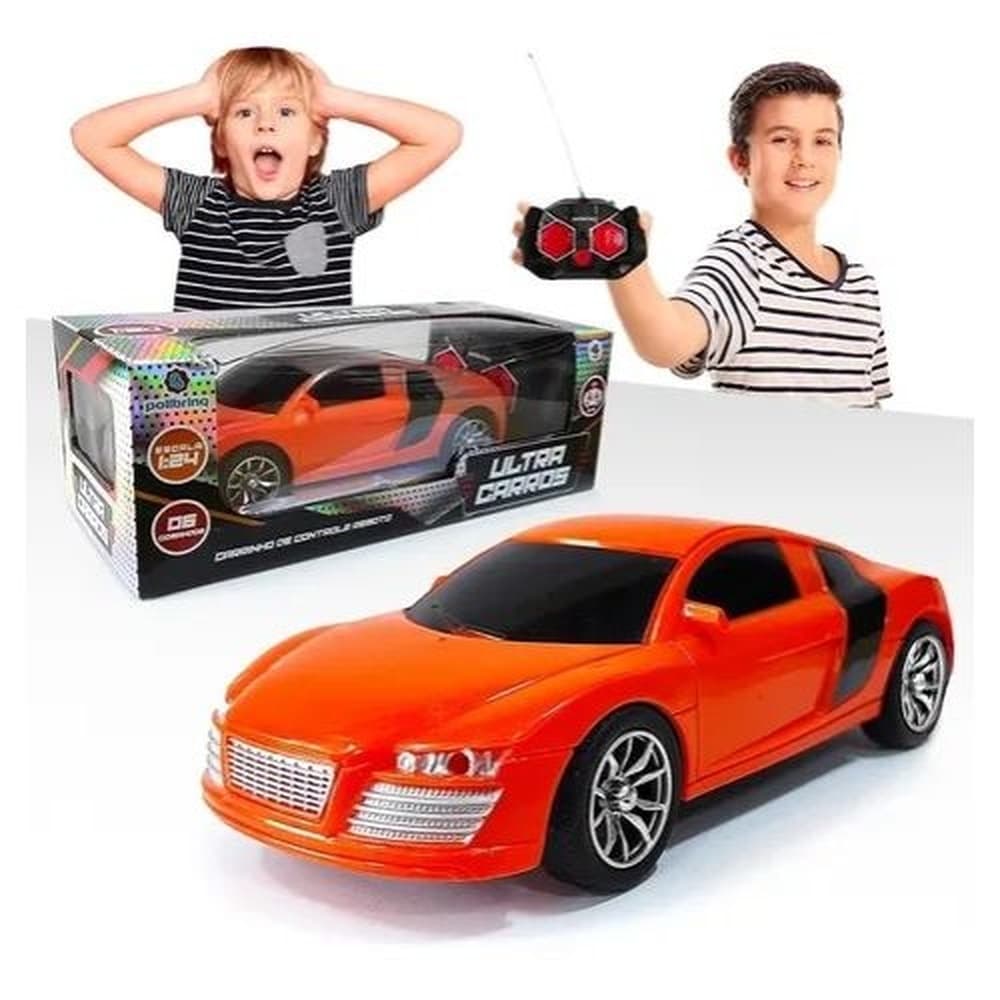 Carrinho de Controle Remoto Audi R8 - Laranja - Polibrinq