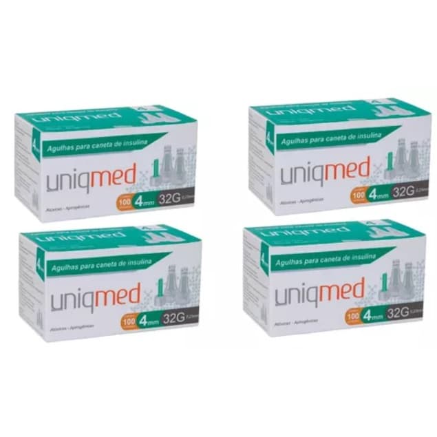 Kit Agulha P/caneta De Insulina 4mm 32g Com 400un - Uniqmed