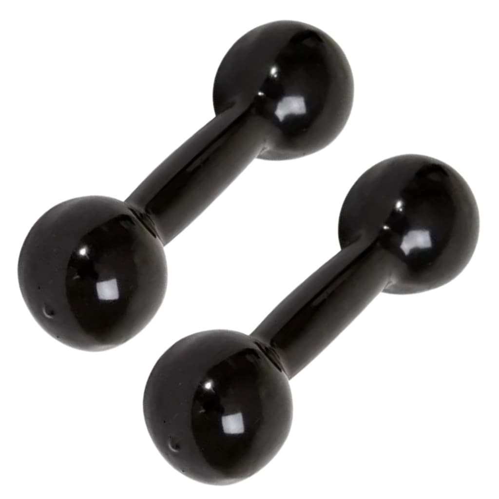 Halter 1kg Emborrachado Preto Peso de Academia Kit 2 Unidades