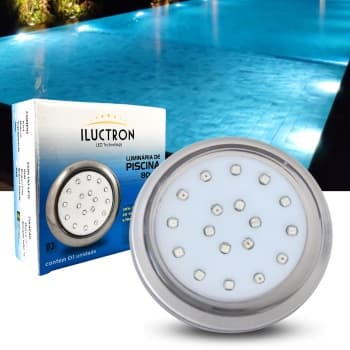 Luminária LED de Piscina 18W Corpo Transparente 12V 80mm rosca de 1/2 LED Azul