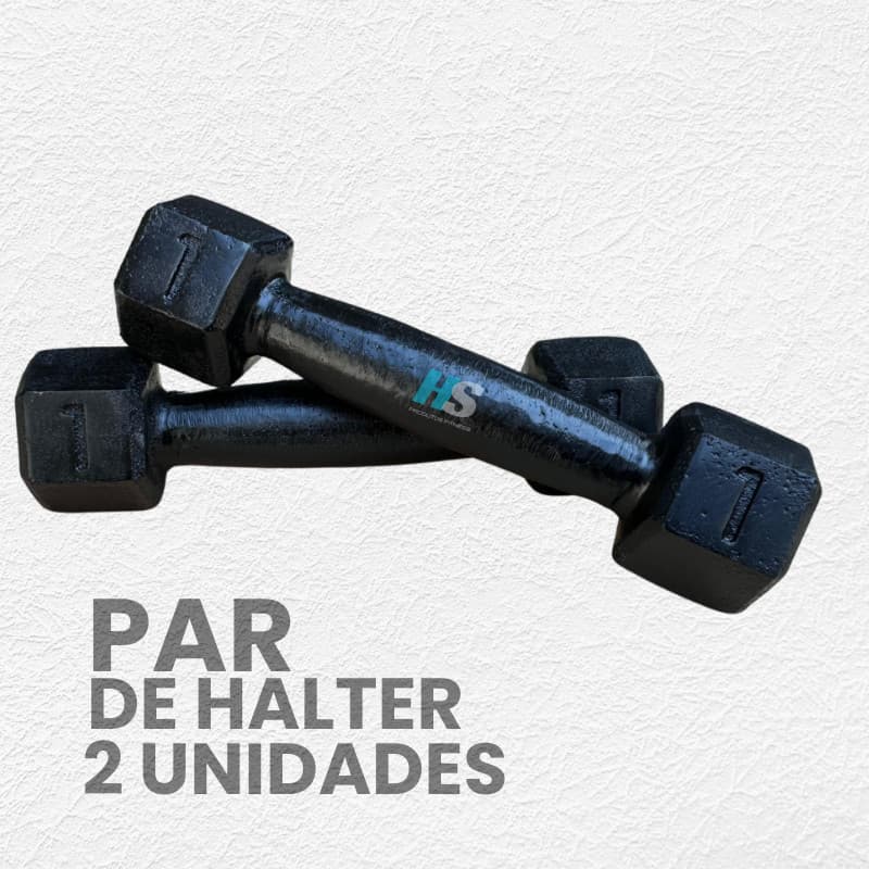Par de Halter Sextavado 1kg Pintado- peso de academia 1kg- 2 unid