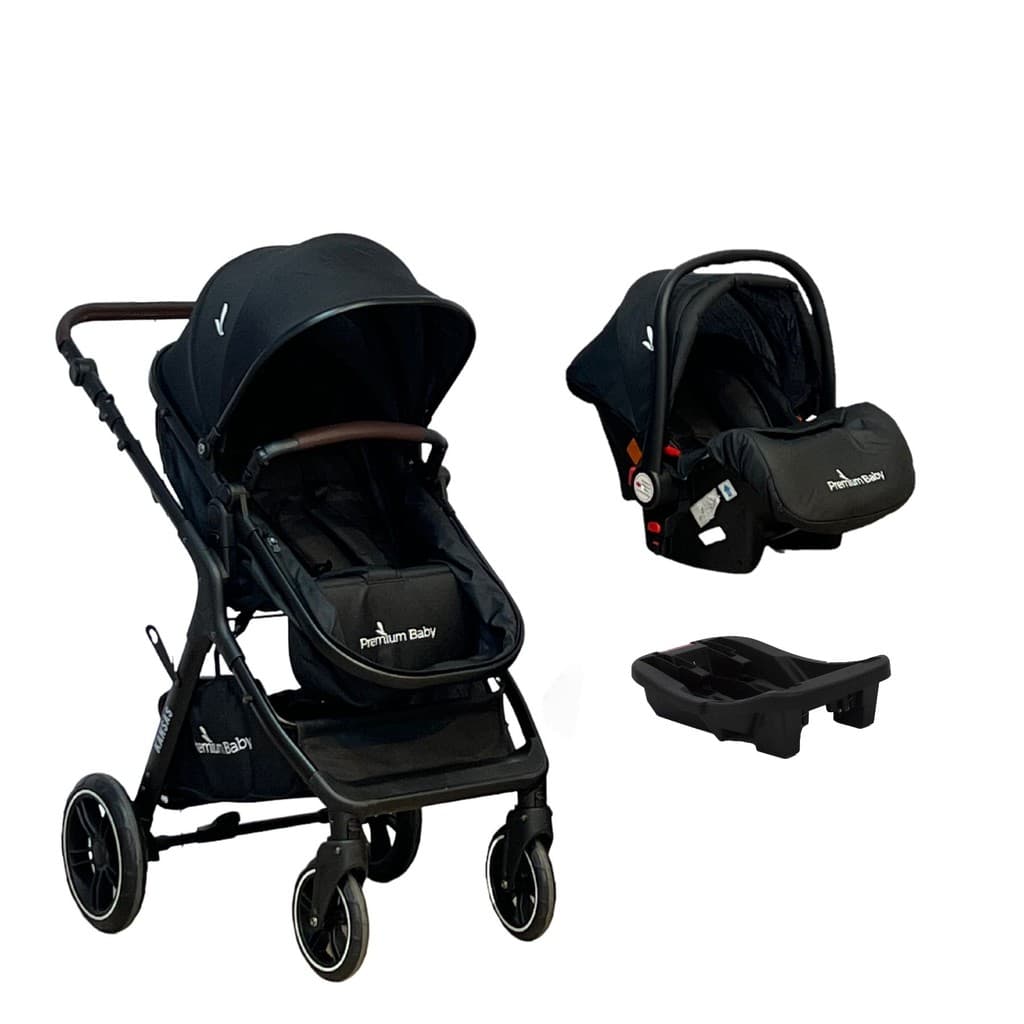 Carrinho Kansas Trio Bebê Conforto e Base Premium Baby Preto