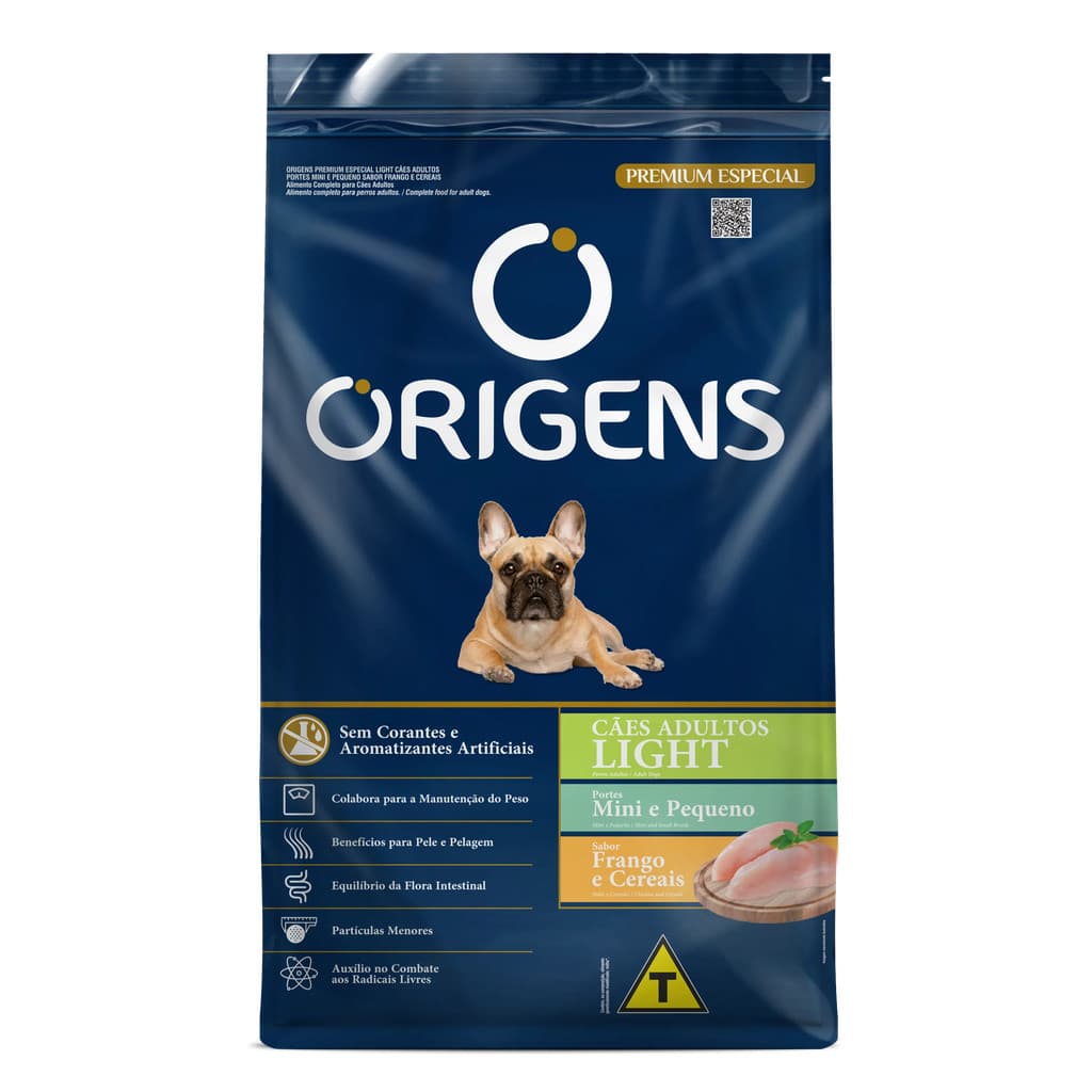 Ração Origens Light Cães Adultos Mini-Pp Frango E Cereais 3Kg