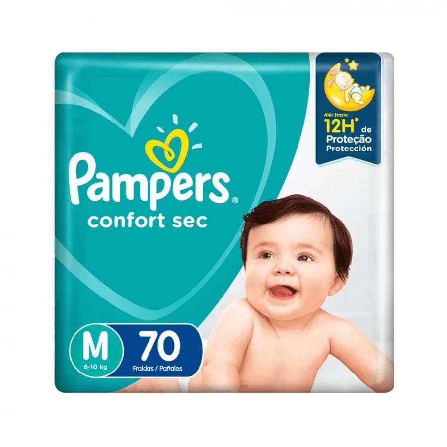 Fralda Pampers Confort Sec M 70 Unidades – Protecao e Conforto por Muito Mais Tempo
