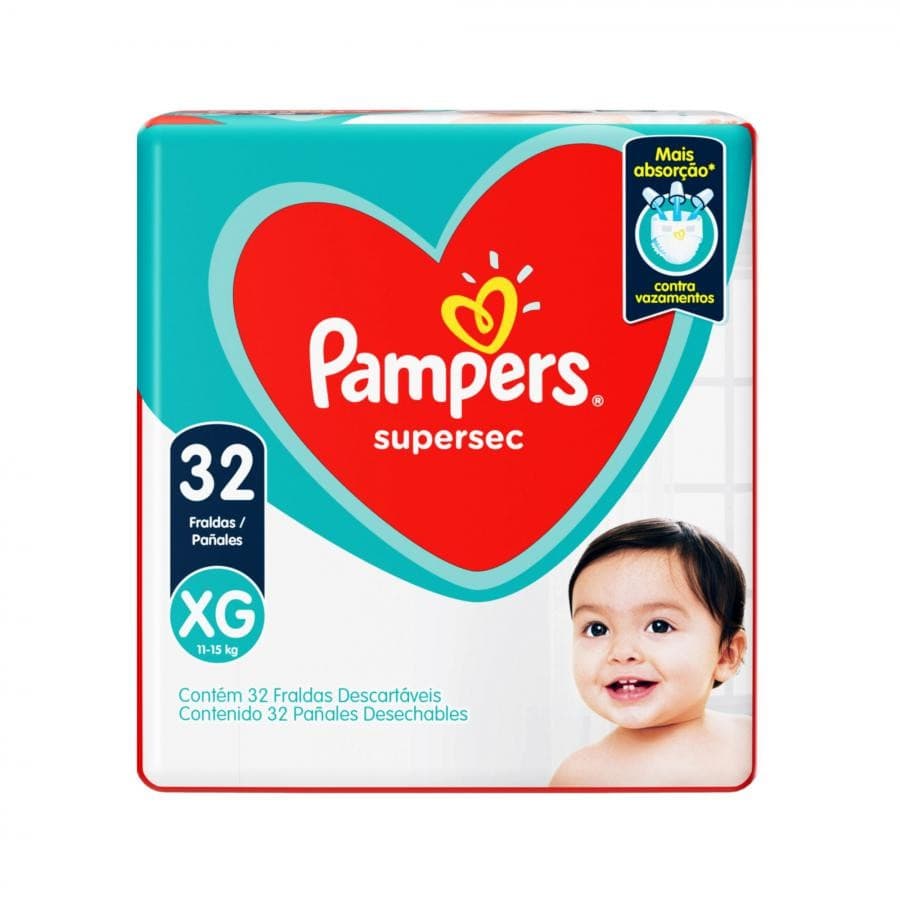 Fralda Infantil Pampers Supersec Mega XG 32 Unidades – Conforto e Protecao para o Seu Bebe