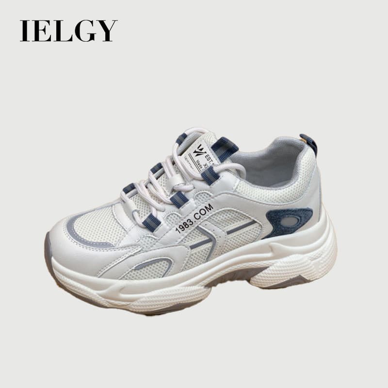 IELGY Daddy Shoes Feminino Elegante Confortável Plataforma Sola Elevada Casual Sapatos Brancos
