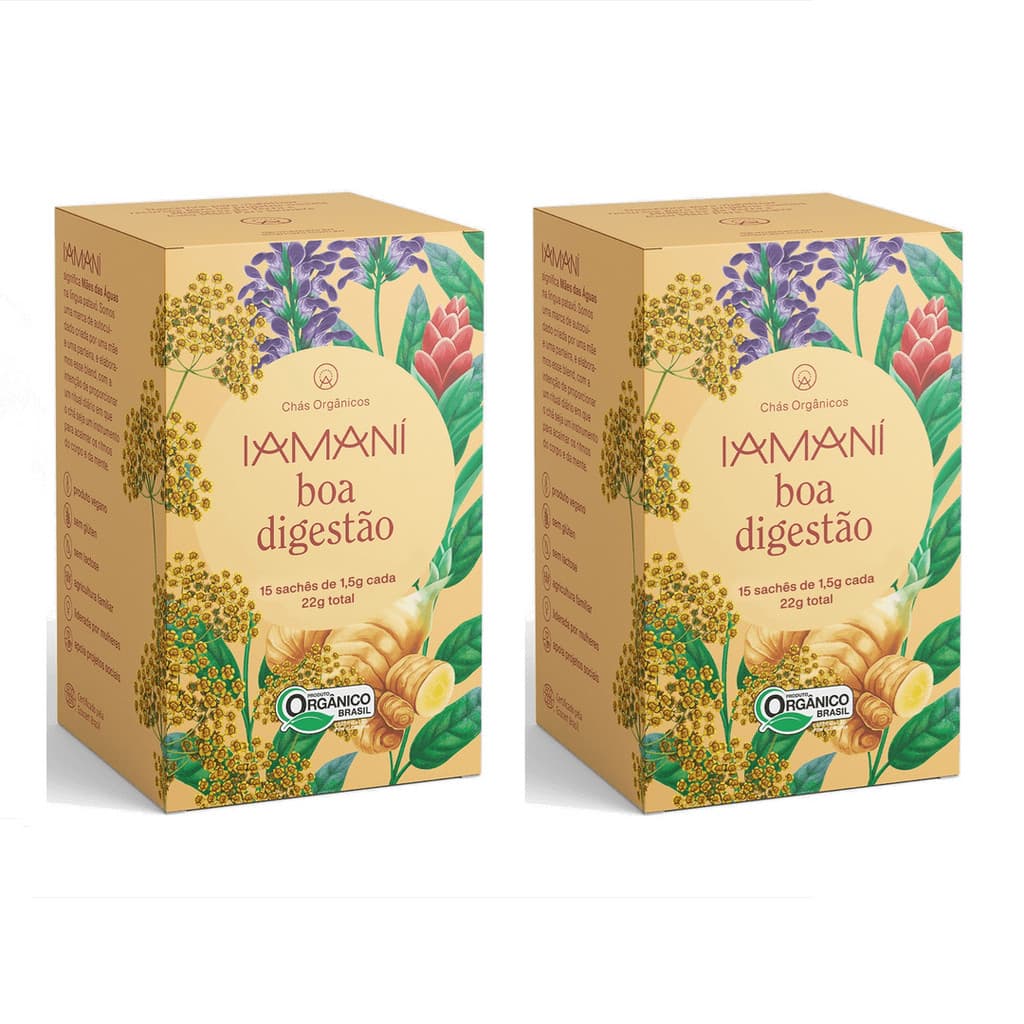 Kit 2 Chá Orgânico Leveza/ Boa Digestão Iamaní 15 sachês cada