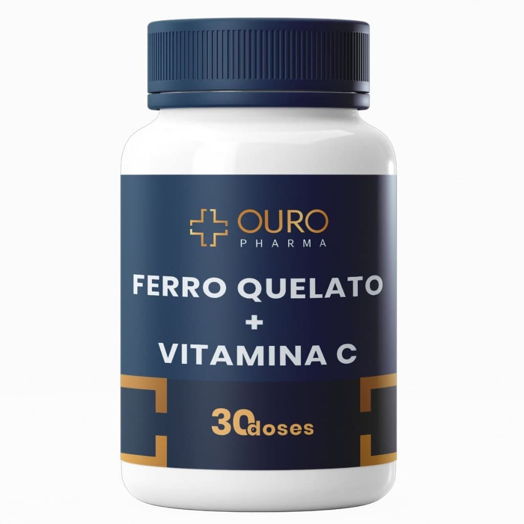 Ferro Quelato 40mg + Vitamina C 250mg Manipulado de Qualidade 30 ou 60 Doses