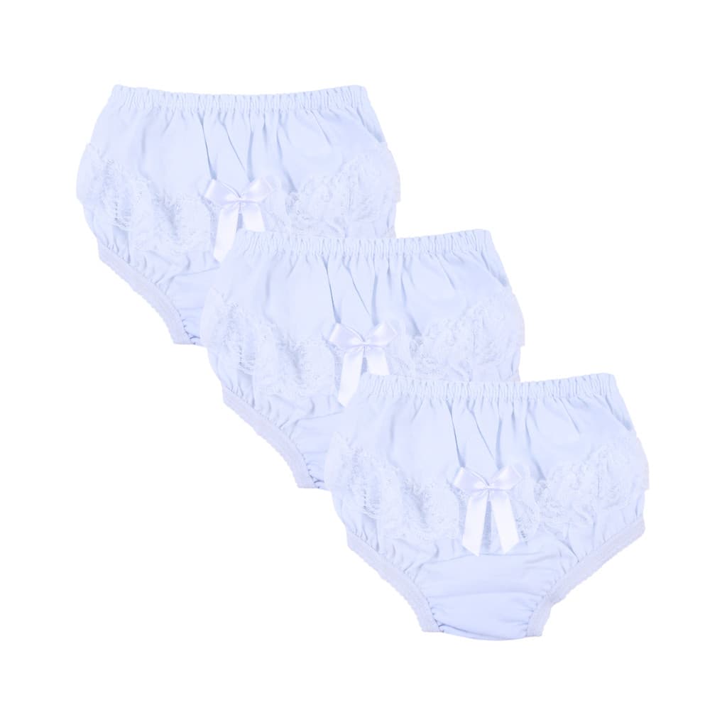 Calcinha Tapa Fralda Bebê Kit c/ 03 unidades com Renda - Brando