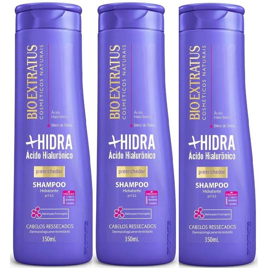 Kit 3 Shampoo limpeza Hidratante Mais Hidra 350 ML Bio Extratus