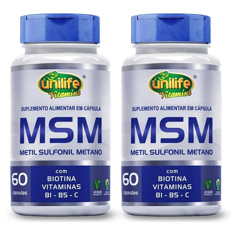 MSM METILSULFONILMETANO VITAMINAS BIOTINA B1 B5 VITAMINA C 60 CAPS UNILIFE KIT 2 UNID