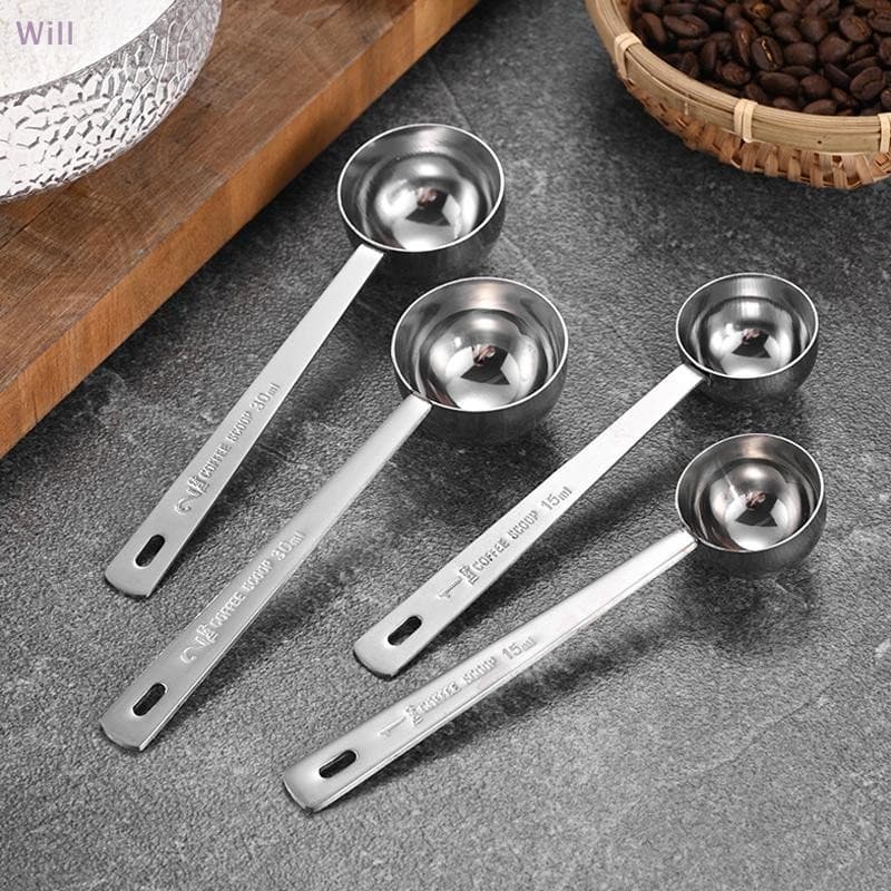 Colher Medidora De Café Em Aço Inoxidável , 15/30ml , Leite , Grãos , Cabo Longo , Colheres Ferramentas De Cozimento