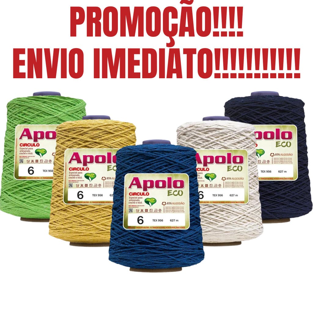 Barbante Apolo Eco Círculo Nº 06 600g - Algodão, Resistente e Sustentável para Crochê e Tricô
