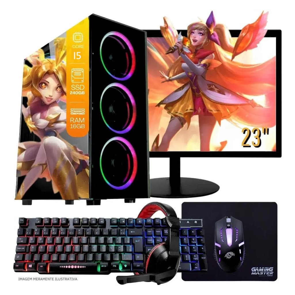 Pc Gamer Completo Intel I5 16gb Ssd 620gb Com Monitor 19