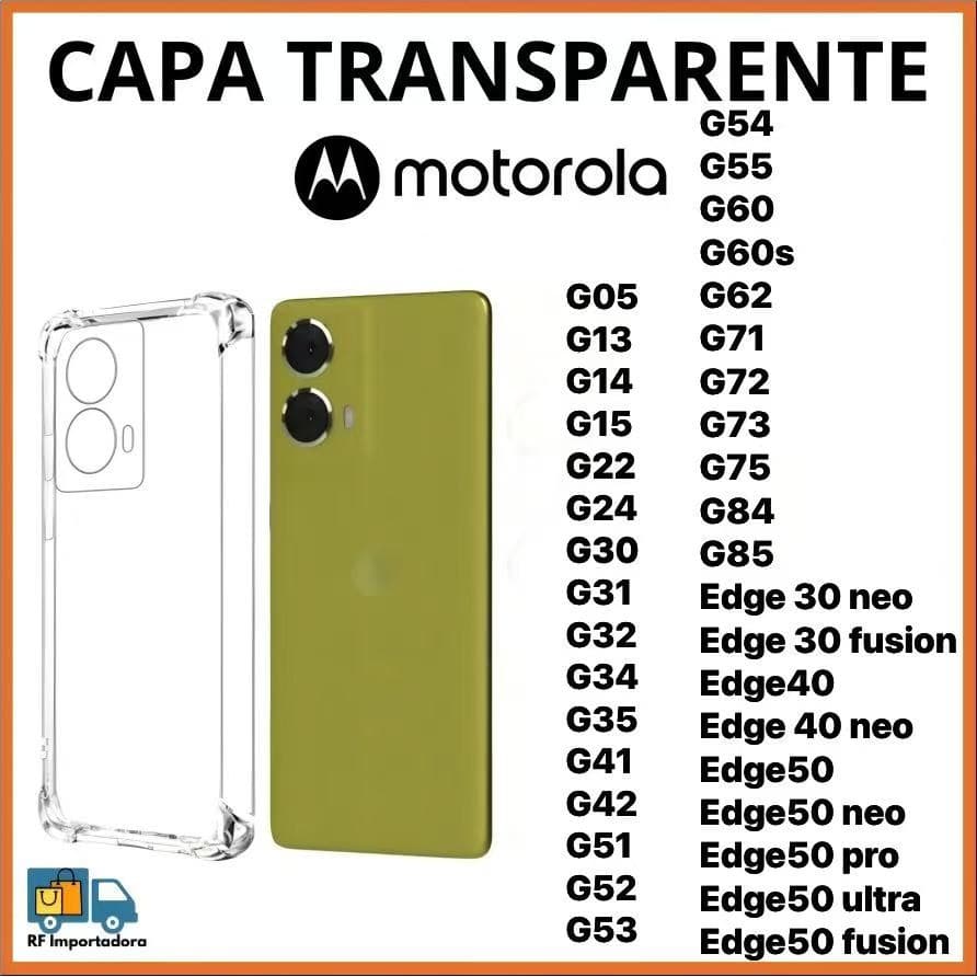 Capa Transparente TPU Anti Shock Para Motorola G05 G15 G35 G45 G55 G75 G85