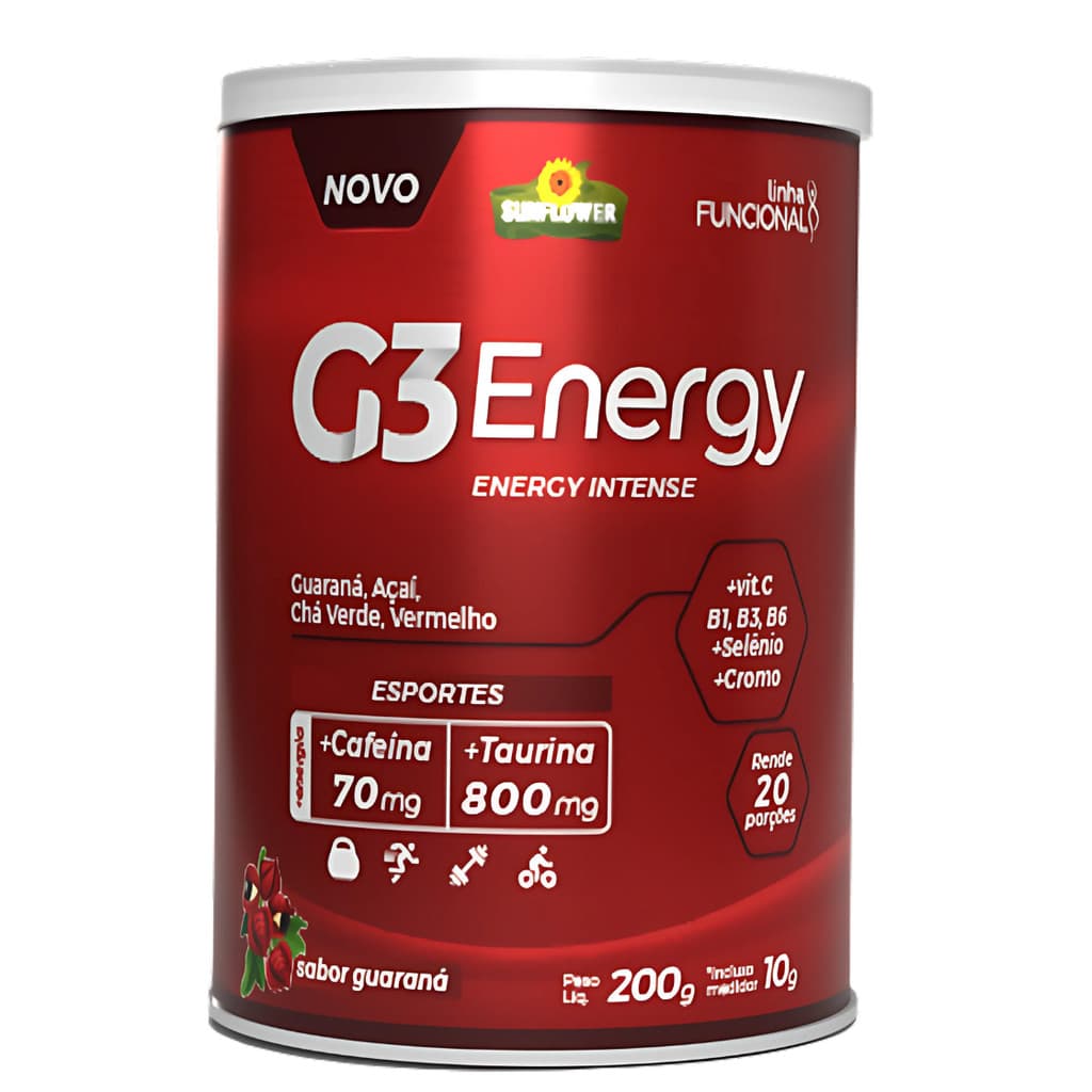 G3 Energy Cafeína Taurina Vitaminas Minerais Pré-treino 200g