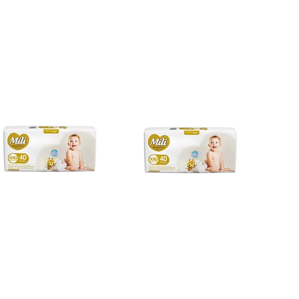 Kit 2 Fralda Mili Love e Care Premium Tam XXG 40Uni - Mili