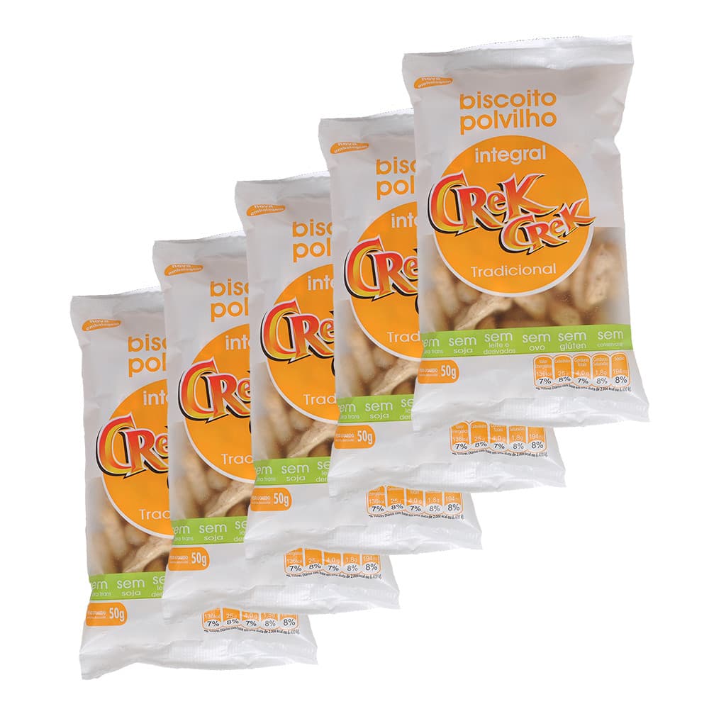 Kit 5 Biscoitos de Polvilho Vegano Lanchinho Petisco Saudável Sem Glúten Integral Tradicional