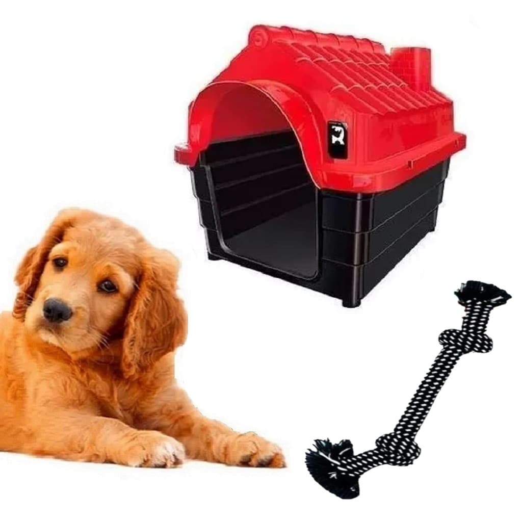 Kit Casinha Pet N3 E Brinquedo Pet Mordedor Corda Chalesco