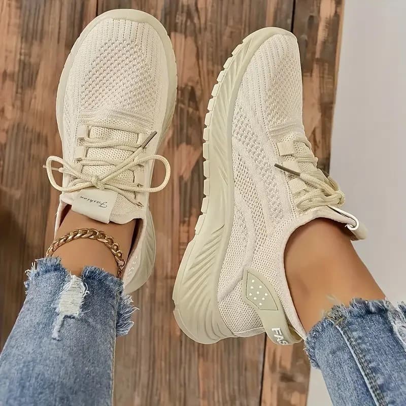 Calçados esportivos elegantes respiráveis femininos - tênis casuais para corrida e tênis para todas as estações,