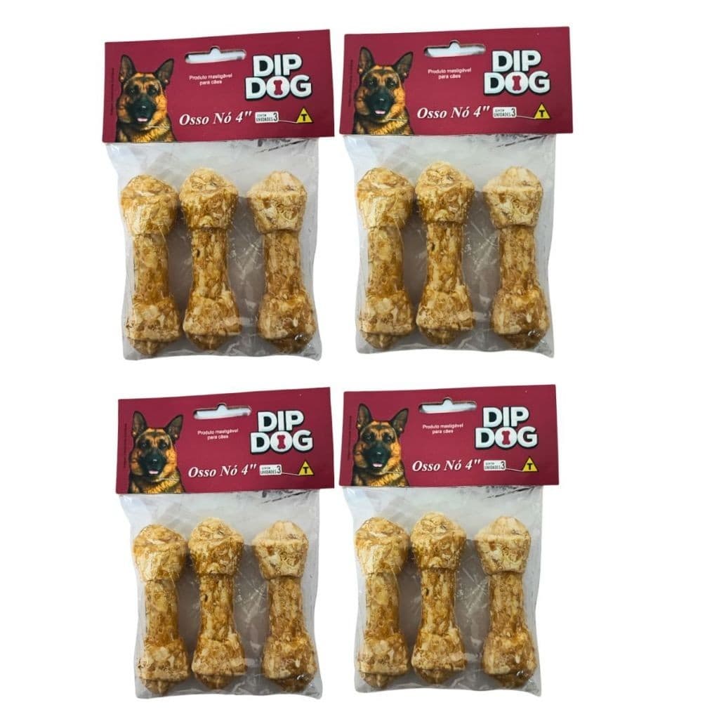 Kit  4 Pacote Com 3 Ossinho Petisco Dip Dog Natural Sabor Frango numero 4 DMA