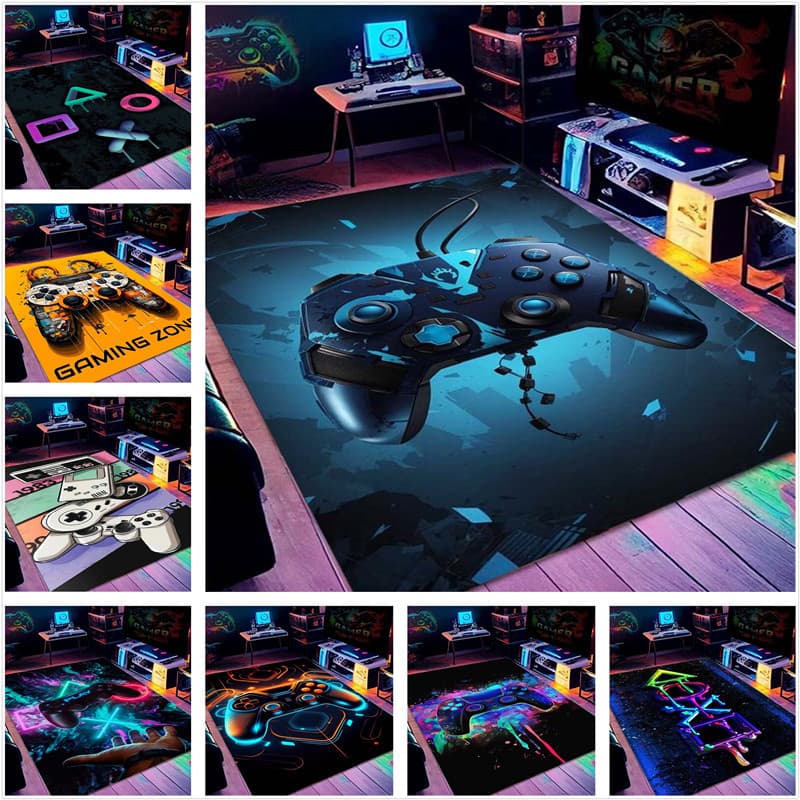 3D Cyberpunk Esports Room Controlador De Videogame Cadeira De Computador Área Tapete De Chão Tamanho Grande Decoração De