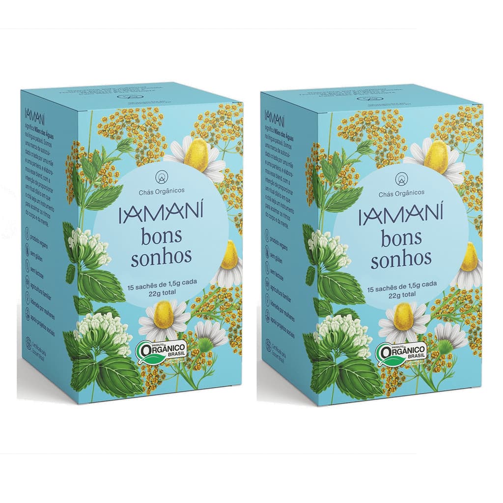 Kit 2 Chá Orgânico Bons Sonhos Iamaní 15 sachês cada - total 45g