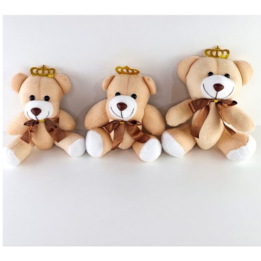 Trio De Ursinhos Articulado Para Nicho E Decoração- Marrom