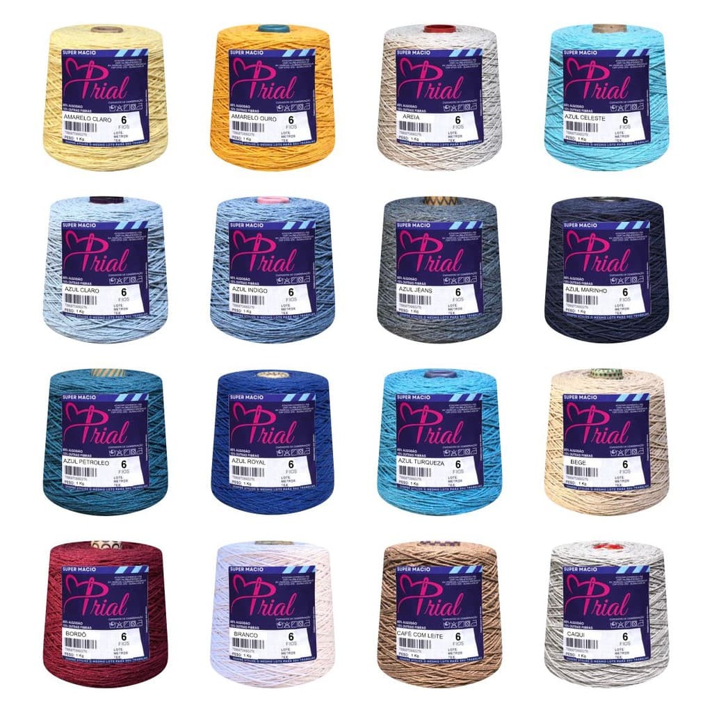 Barbante Colorido 6 Fios Linha Para Crochê Tricô 1 Kg Prial