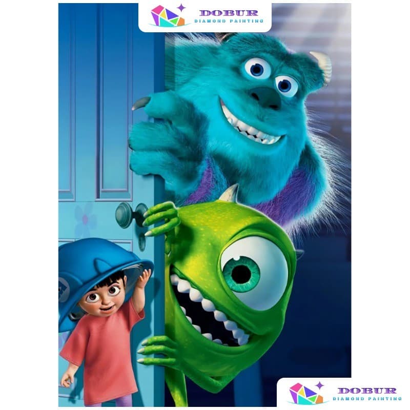 DOBUR | Conjunto De Pintura Diamante Disney Monsters Inc 5D DIY Redondo/Quadrado Completo Broca Lona Com Número Artesana