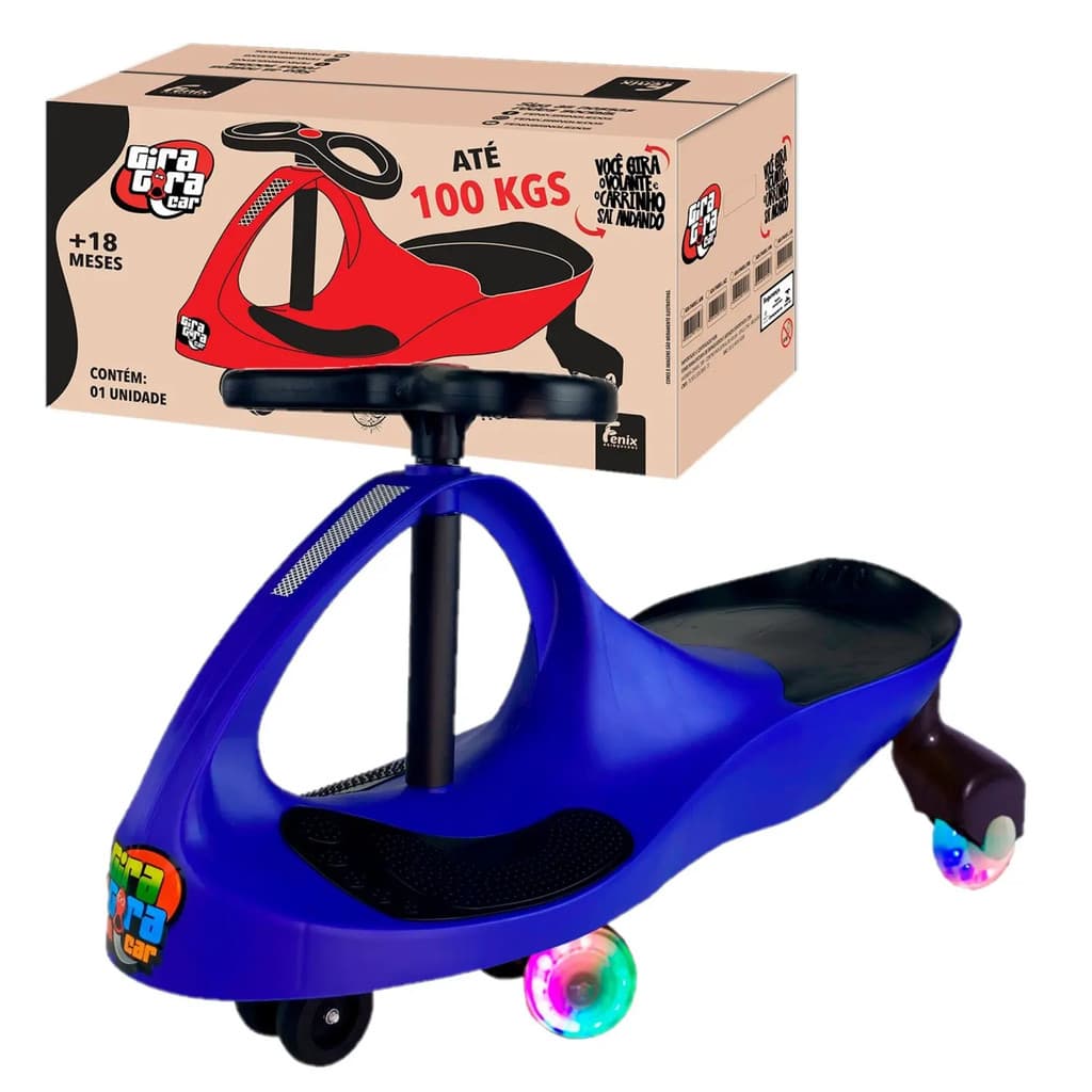 Carrinho Gira Gira Car Luz Nas Rodas - Fenix - Azul - LAZ
