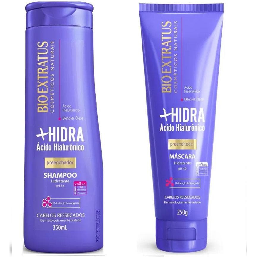 Kit 1 Shampoo 1 Mascara limpeza Hidratante Mais Hidra 350 ML Bio Extratus