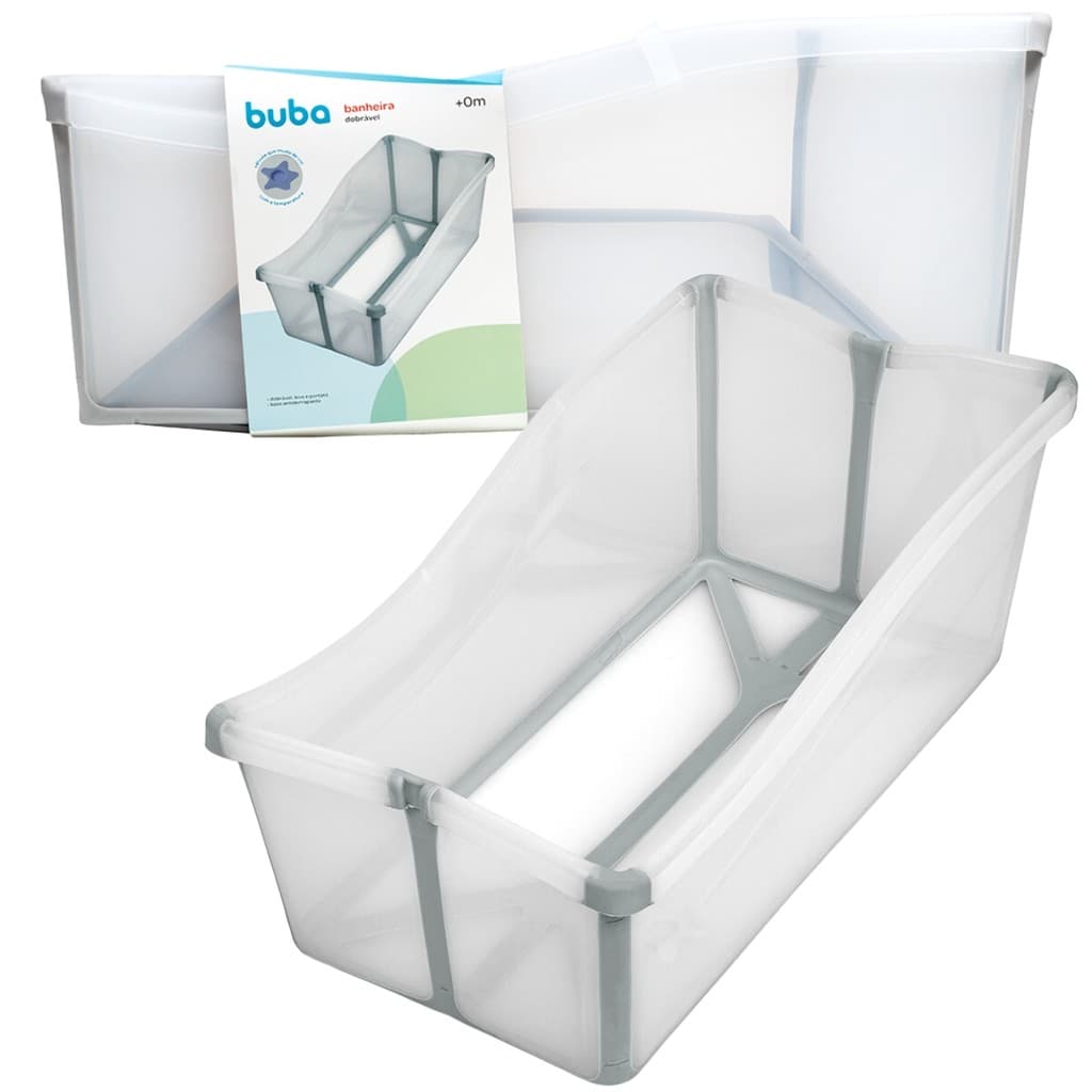 Banheira Dobrável Compacta cor Cinza 30 Litros 71cm 19575 Buba