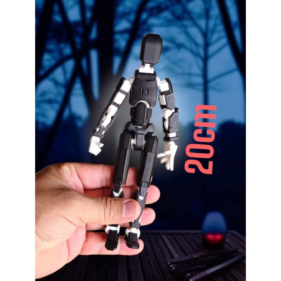 Boneco 3D Brinquedo Articulado Dummy 13 Action Figure  20cm Preto Branco DESMONTADO
