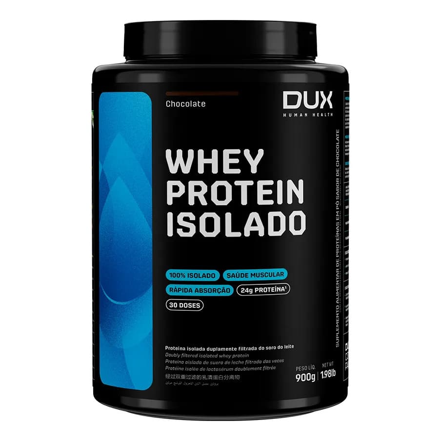 Whey Protein Isolado Pote Sabor Chocolate 900G Dux Nutrition