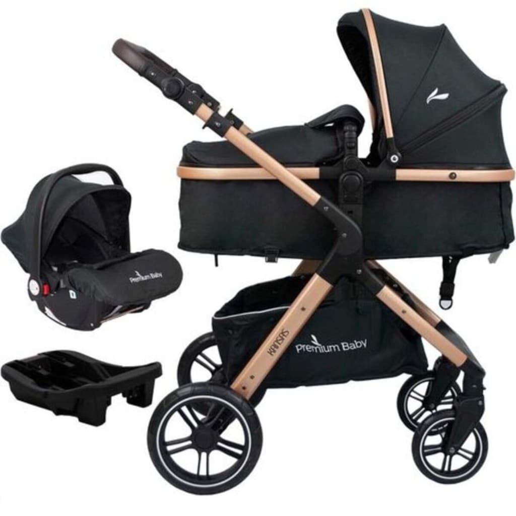 Carrinho Bebê TS Kansas Gold/Preto 3 em 1 - Premium Baby