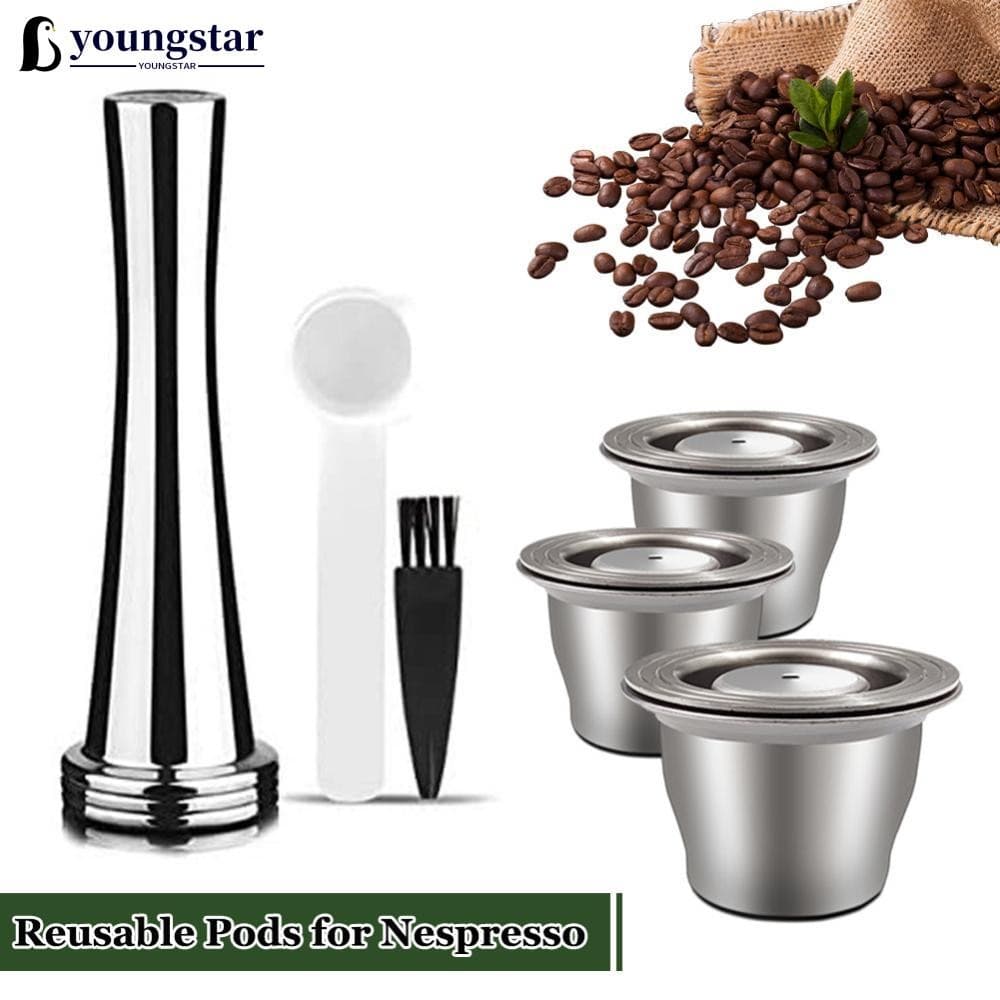 YOUNGSTAR Vagens Reutilizáveis Para Nespresso Cápsula De Aço Inoxidável Reutilizável Crema Filtros De Café Expresso Aces
