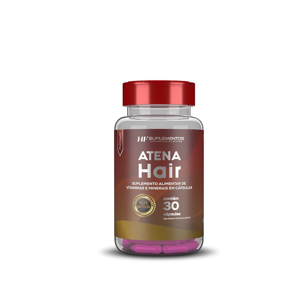 Vitaminas e Minerais HAIR SKIN NAILS ATENA 30 Cápsulas – Suplemento Completo de Nutrientes – HF Suplementos