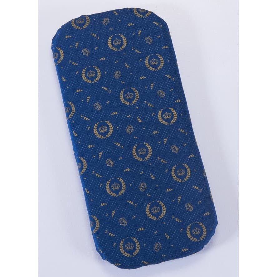 Colchão Oval para Carrinho Bebe Moises Azul marinho coroa Dourada - Colchonete Carrinho bebe Menino Azul marinho
