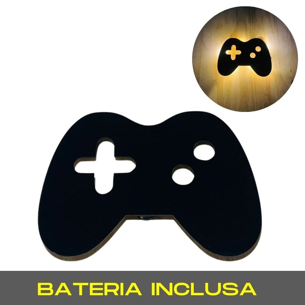 Luminária de Parede Controle Video Game Abajur LED MDF Decoração de Quarto Infantil Masculino