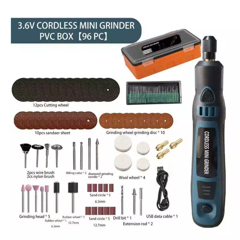 Kit 96 peças Mini Esmerilhadeira Sem Fio Conjunto De Elétrica Polidora Kit De Perfuratriz Serra Mármore