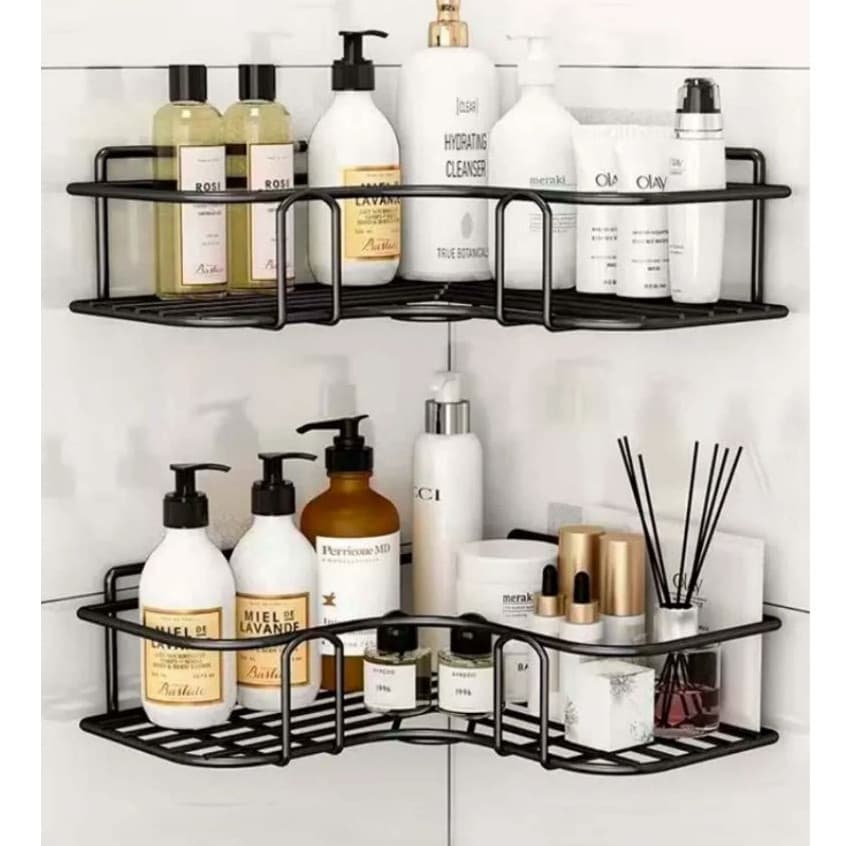 1/2/3/4 Com Suportes Organizadores De Metal Rack De Parede Banheiro Cozinha Prateleiras Porta Shampoo Top&casas